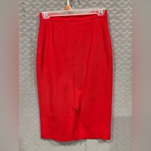 Banana Republic Vibrant Red High-Waist Pencil Skirt - Front Slit - 0 Petite EUC